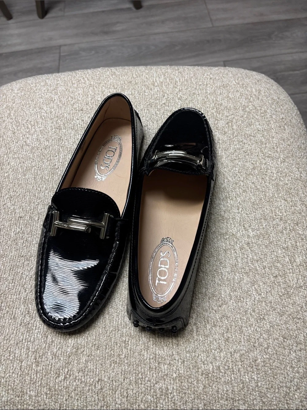 TOD'S Black Patent Leather Bit Loafers